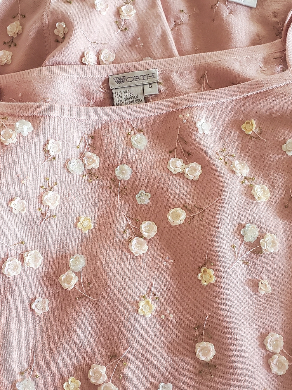 Worth Pink Floral Embellished Silk Set